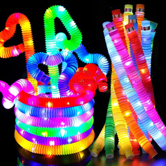 Poptube Com Led Tubo Fidget Tube Toys Folding Pop It Anti Estresse Iluminação