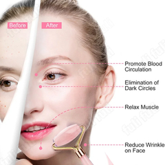 Rolo Pedra De Jade + Placa Gua Sha Massagem Facial Anti Rugas - comprar online