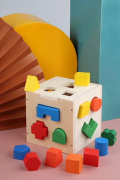 Cubo Didatico Em Madeira Formas Geometricas - loja online