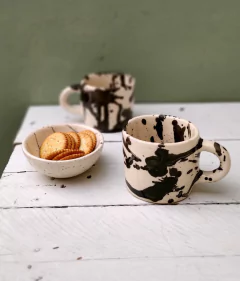 Set de 2 Tazas Rectas Medianas. salpicado - Pajarita