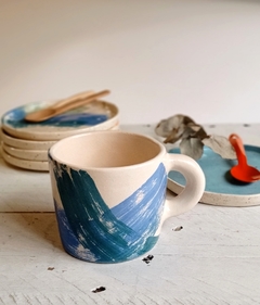 Taza Recta Mediana. PINCELADA AZULES - comprar online