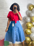 Saia godê jeans feminina PLUS - comprar online