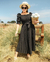Vestido Midi lastex plissado - Preto - comprar online