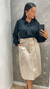 Saia MIDI de suede - areia - loja online