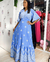 Vestido longo estampado manga flayr - AZUL na internet