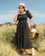 Vestido Midi lastex plissado - Preto na internet