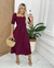 Vestido Midi Lastex plissado - Vinho