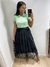 Saia de tule floral - Preta - Vielux Moda Evangélica 