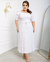 Vestido Midi lastex Plissado - Branco