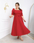 Vestido Midi lastex Plissado - Vermelho