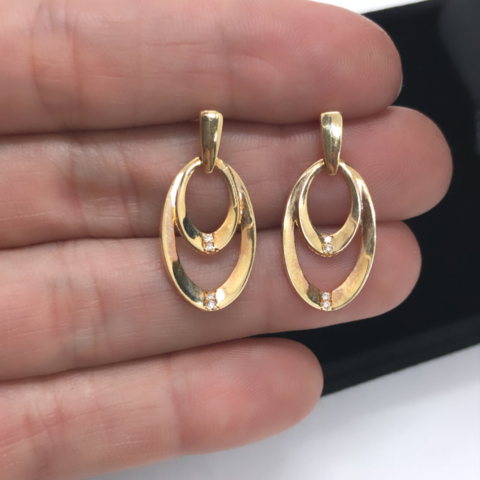 Brinco Pendurado Com Diamantes No Ouro 18kl/750 na internet