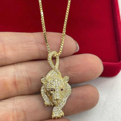 CORRENTE VENEZIANA COM PINGENTE PANTERA EM OURO 18K/750