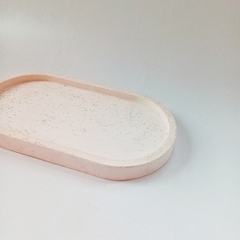 BANDEJA OVALADA - ROSA CORAL CON GLITTER