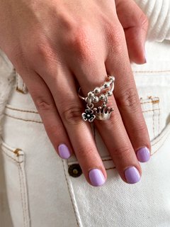 ANILLO DIJES COLGANTES CORONA FLOR - ANL43