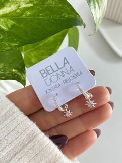 Aros argollitas con strases estrella colgante (Cod ARC 023)