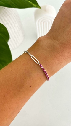 Pulsera Forcet alargada con strass Fucsia (Cod PUC 020) - comprar online