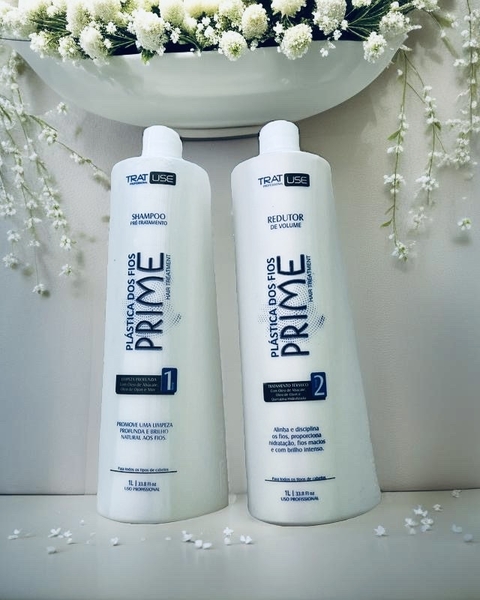 Kit de progressiva Prime plásticas dos fios shampoo e redutor frasco de 1 litro cada - comprar online