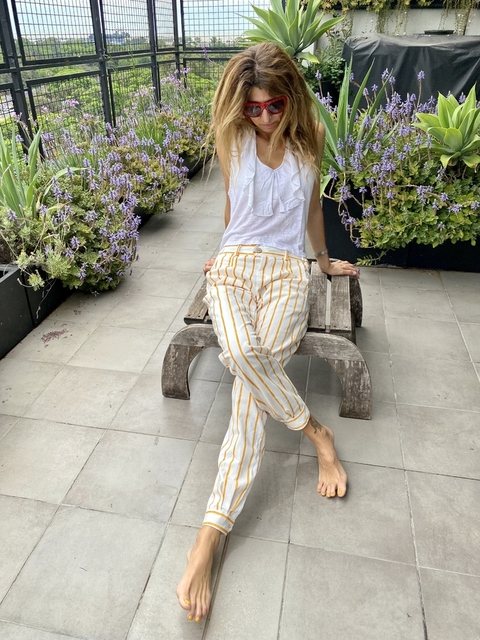 PANTALON CAMPERO RAYADO - azul