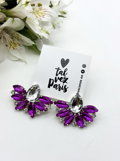 Aros Amelie XL ( fucsia y plata)