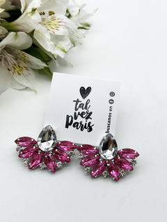 Aros Amelie XL ( Fucsia & plata)