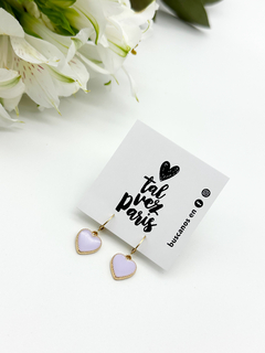 Aros Corazón ( lila base oro )