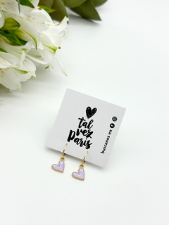 Aros Corazón ( lila base oro )