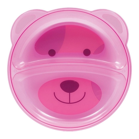 Pratinho Infantil Urso Rosa com Divisórias – Buba Bebê