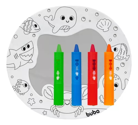 Brinquedo Espelho Atividades Banho Giz De Cera Risque Apague