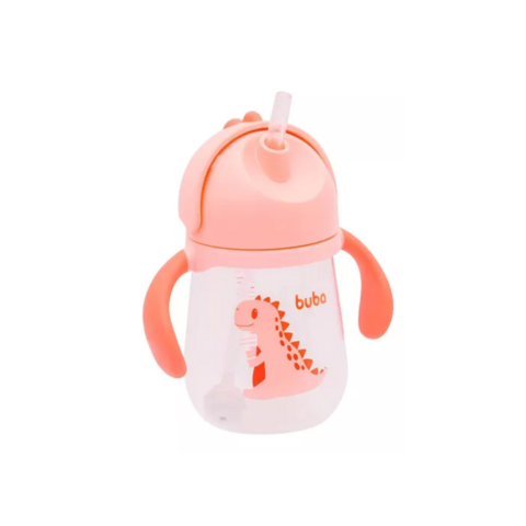 Copo com Canudo Antivazamento Buba Dino 240ml