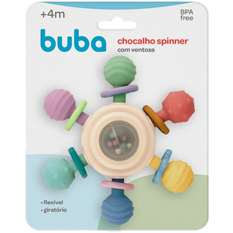 Chocalho Spinner Buba com Ventosa Mordedor Bebê Infantil