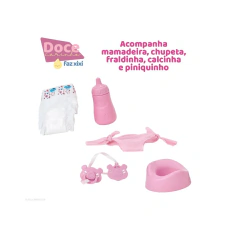 Boneca Doce Carinho Faz Xixi Adijomar 26cm com Mamadeira, Chupeta e Peniquinho na internet