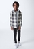 Camisa Infantil Menino Fio Tinto Xadrez Com Capuz Hering - Cinza