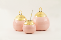 Juego completo de mate rosa de cerámica. - Airaudo Platero