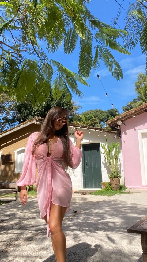 Saída Carmel Curta rosa metalizado