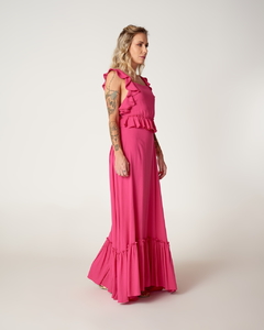 Vestido Longo Cris Babado pink na internet