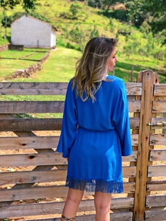 Kimono Franja Azul - comprar online