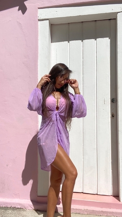 Saída Carmel Curta lilas metalizado