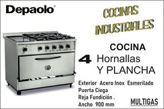 COCINA INDUSTRIAL 4H + PLANCHA. DEPAOLO