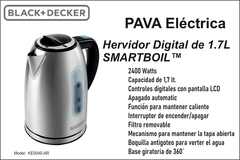 HERVIDOR DIGITAL 1,7 L. EN ACERO INOX. BLACK + DECKER