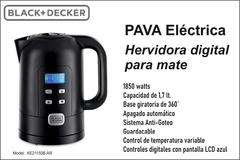 HERVIDOR DIGITAL PARA MATE . BLACK + DECKER
