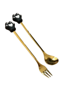 CUCHARITA Y TENEDOR POSTRE HUELLA en internet