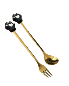 CUCHARITA Y TENEDOR POSTRE HUELLA en internet