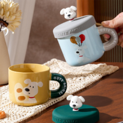 TAZA CON TAPA SILICONA CUTE DOG - Ab importados