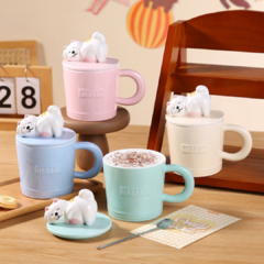 TAZA CON TAPA HELLO PASTEL GATITO en internet