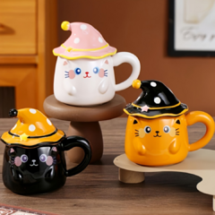 TAZA CON TAPA GATITO HALLOWEEN en internet