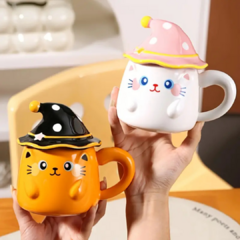TAZA CON TAPA GATITO HALLOWEEN - comprar online