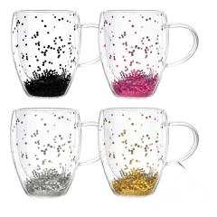 TAZA DOBLE VIDRIO GLITTER COLOR - comprar online