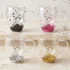 TAZA DOBLE VIDRIO GLITTER COLOR