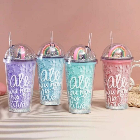 VASO CONGELABLE ARCOIRIS GLITTER