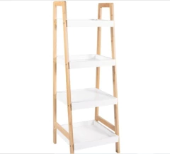 ESTANTERIA 4 ESTANTES BAMBOO Y BLANCO ESCUADRA
